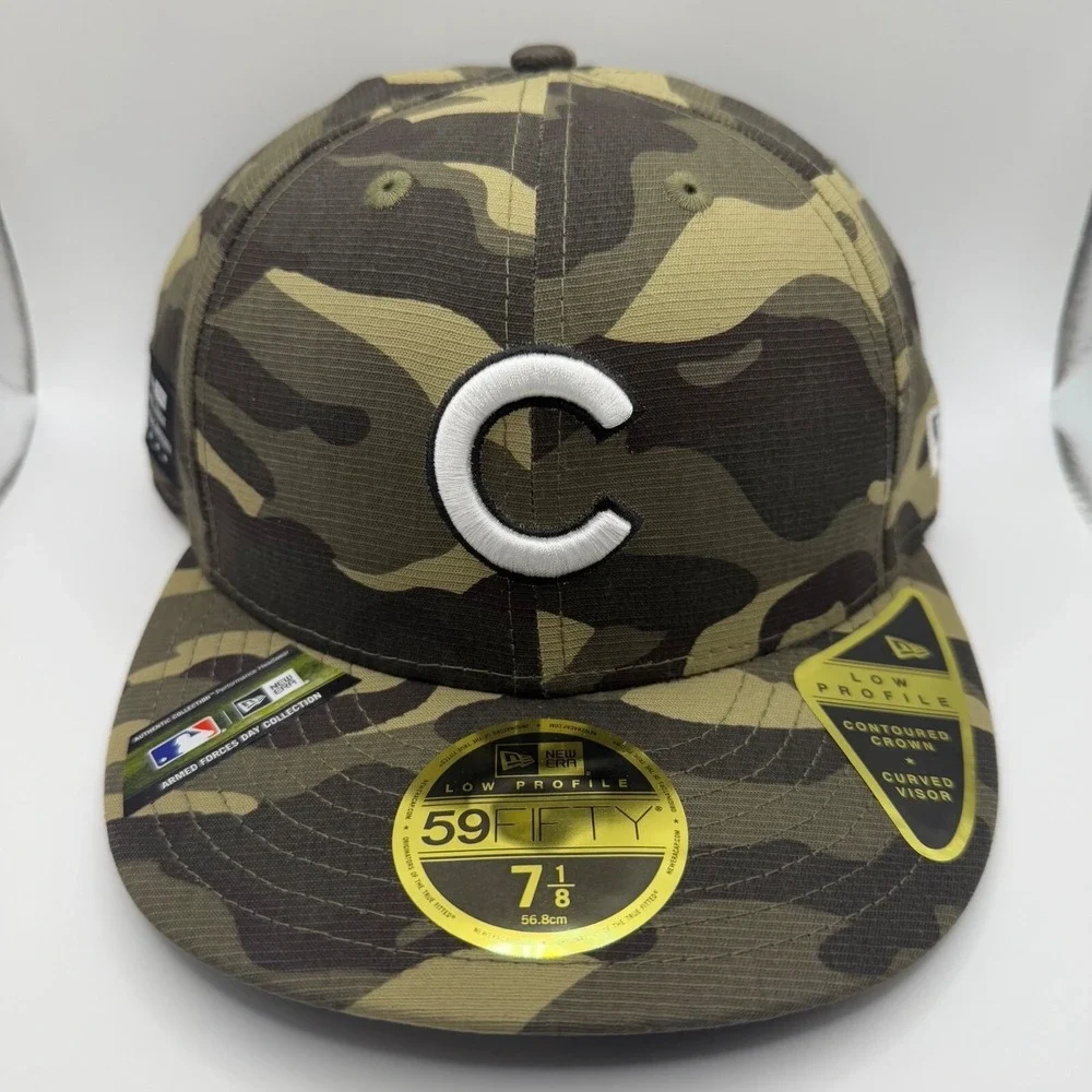 New Era 59Fifty Chicago Cubs Camo Low Profile Fitted Hat‎ 7 1/8 MLB Baseball New